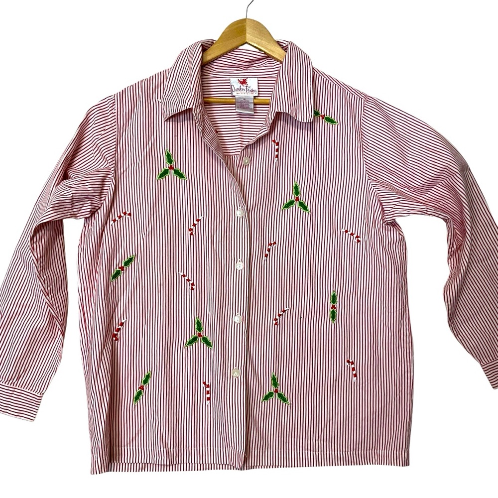 Quacker Factory Sz X Large Blouse Button Front Ch… - image 1